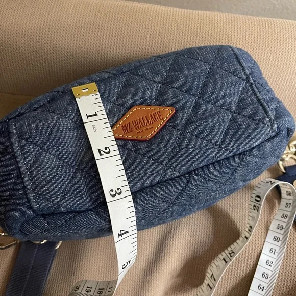 MZ Wallace Quilted Denim Mini Crosby Crossbody Bag - Denim Blue - Picture 9 of 10